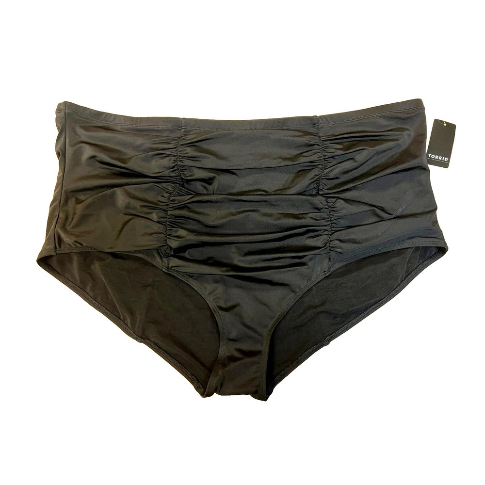 NWT Torrid Swim Bottom Black Ruched Front & Back Lined SZ 5X